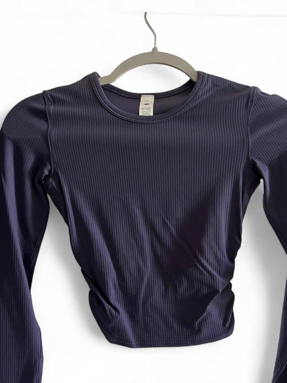 Ribbed Long Sleeve Crewneck Top - Navy